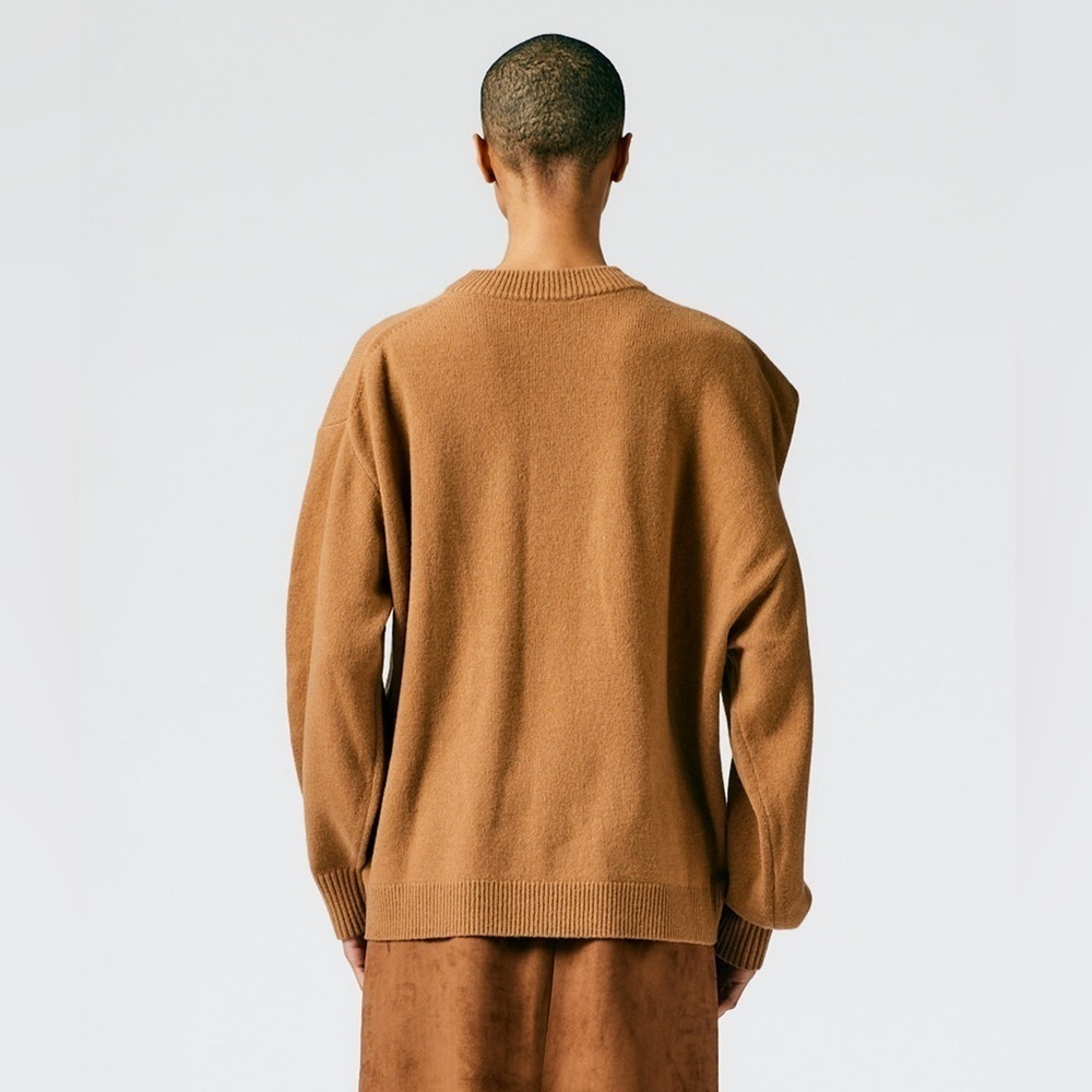 Tibi Recycled Cashmere Carre Oversized Sweater in Caramel - Picture 3 of 11